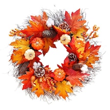 Living and Home Autumnal Halloween Door Decorative Wreath Maple Pumpkin
