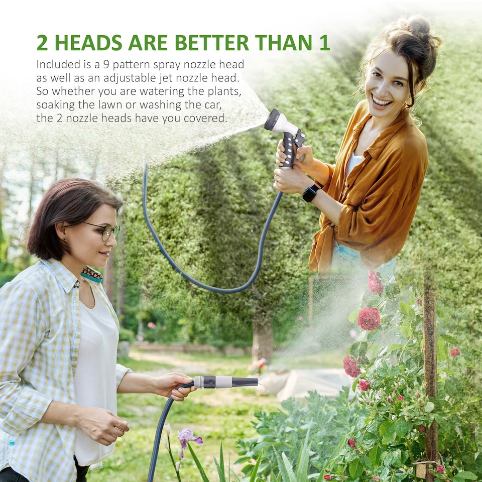 image 1 of NETTA Retractable Hose Reel with Auto Rewind, 180° Swivel and 9-Function Spray Gun
