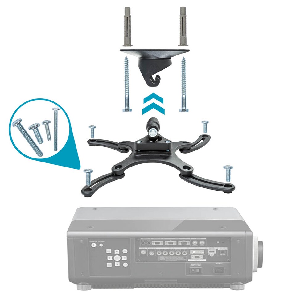 image 1 of Projector Ceiling Mount - universal fit, tilt and 360 degree swivel, 30 kg capacity | Black | black | 23,50 x 12 x 0,20 cm | 1