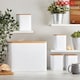 image 3 of Cooks Professional Kitchen Storage Set | 5-Piece Square with Bamboo Lids | Bread Biscuit Tea Coffee Sugar | White