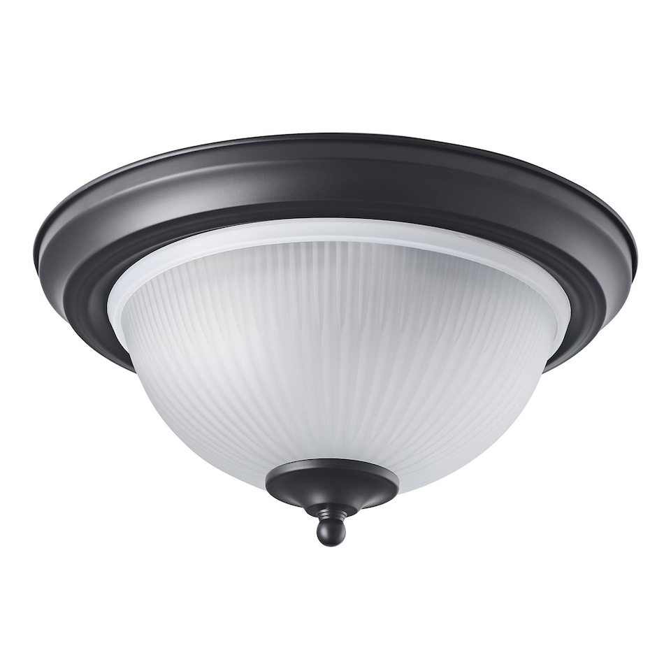 image 1 of Traditional Matt Black IP44 Bathroom Ceiling Light Fitting with Frosted Glass | Black | Black | 1