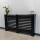image 2 of JSH Radiator Cover Black Horizontal Slat Wood MDF - Large - 152cm (W) x 81.5cm (H) x 19cm (D) | Black