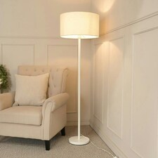 ValueLights Charlie White Stem Floor Lamp White Shade White
