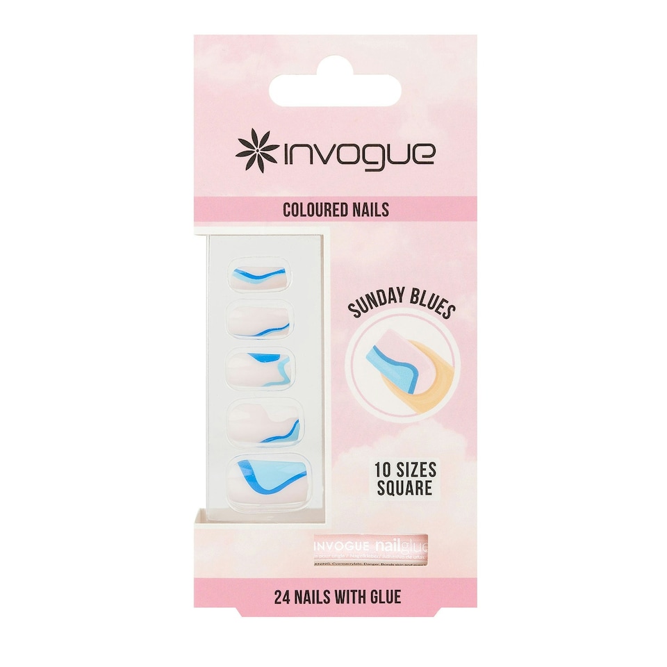 image 1 of Invogue Sunday Blues Square Nails (24 Pieces)