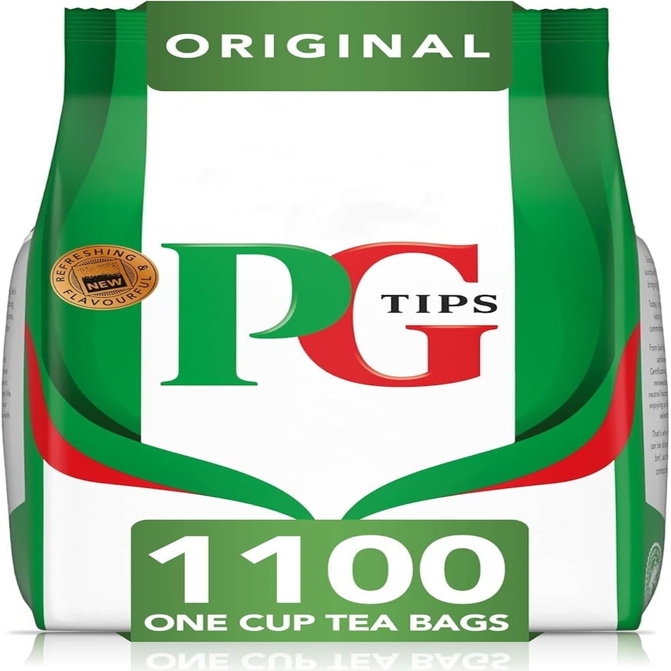image 1 of PG Tips Original | Black Tea Bags Bulk | One Cup | Refreshing & Flavourful | Ideal For Office Catering | 1100 Plant Based Biodegradable Square Teabags