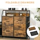 image 4 of HOMCOM Bedroom Chest of Drawers, Industrial 5 Fabric Drawer Dresser with Open Shelf for Living Room, Rustic Brown