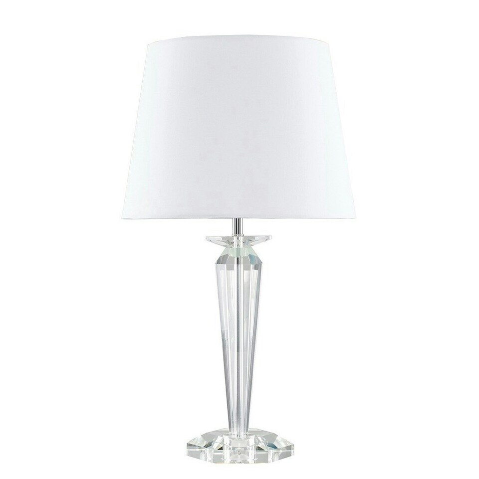 image 1 of ValueLights Davenport Extra Large Crystal Table Lamp Large White Tapered Shade