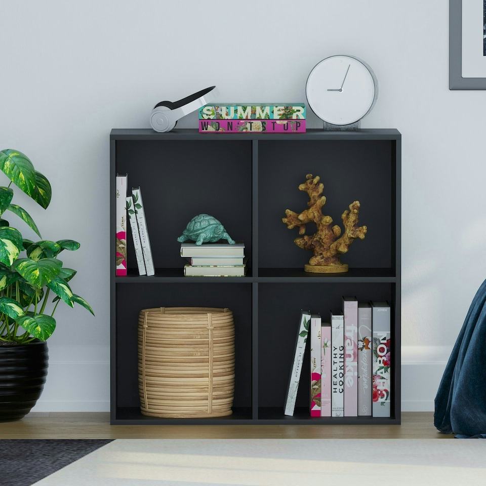 image 1 of Vida Designs Durham 2x2 Cube Storage Bookcase Display Unit, Black
