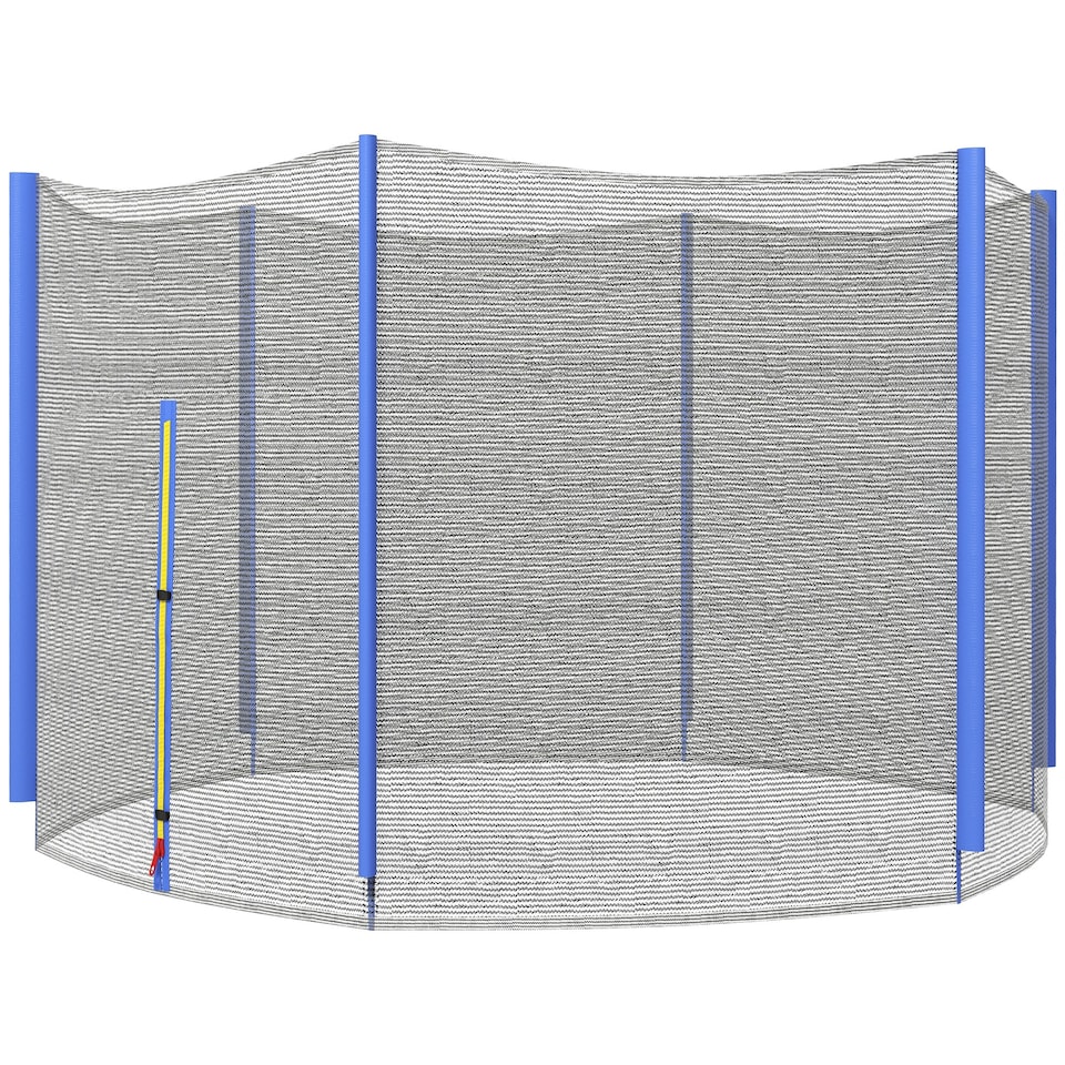 image 1 of SPORTNOW 10ft Trampoline Net Replacement with 6 Plastic Pole Covers, Weather-Resistant Trampoline Netting Replacement with Zipped Entrance, Poles Not Included, Blue