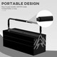 image 3 of DURHAND 3 Tier Metal Toolbox with 5 Tray Carry Handle 56cmx20cmx34cm Black Black | Silver (hinges)