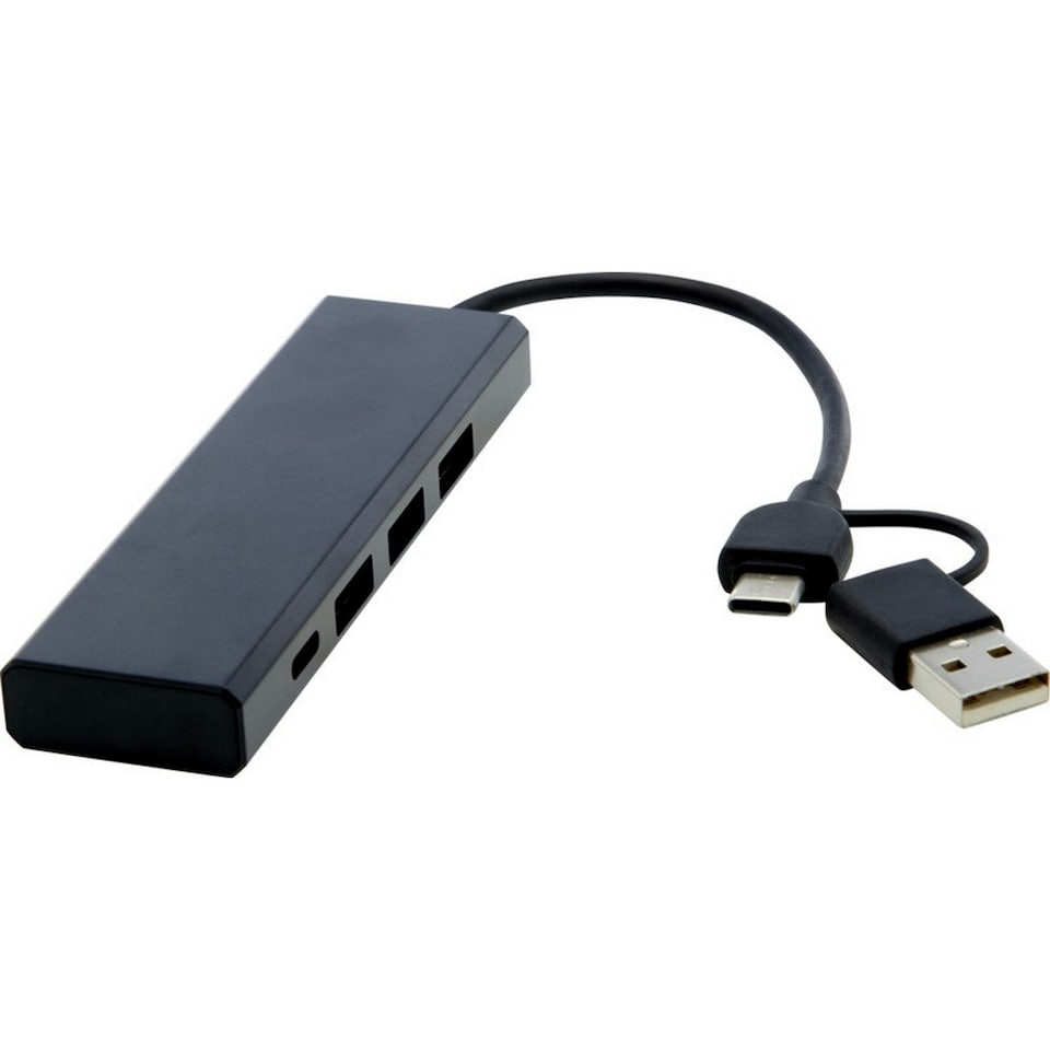 image 1 of Tekio Rise Recycled Aluminium USB 2.0 Hub - Solid Black - One Size