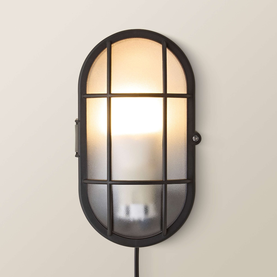 image 1 of ValueLights Carnforth Black Outdoor Garden Bulkhead Wall Light and Bulb