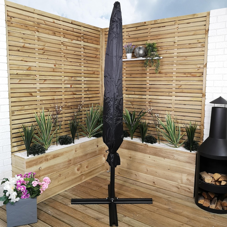image 1 of 3m Waterproof Cover for Hanging Banana Cantilever Garden Parasol in Black | Black | Black