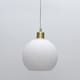 image 5 of Set of 2 Betchley - White Ribbed Glass Globe with Satin Brass Pendants | White | White glass with satin brass plate detail | Small | 2