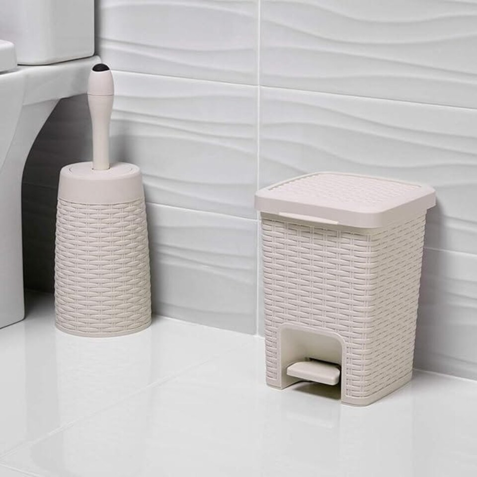 image 1 of Addis 6L Rattan Pedal Bin, Cream N/A