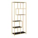 image 1 of Seaford Tall Gold Metal Bookcase with 5 Black Shelves