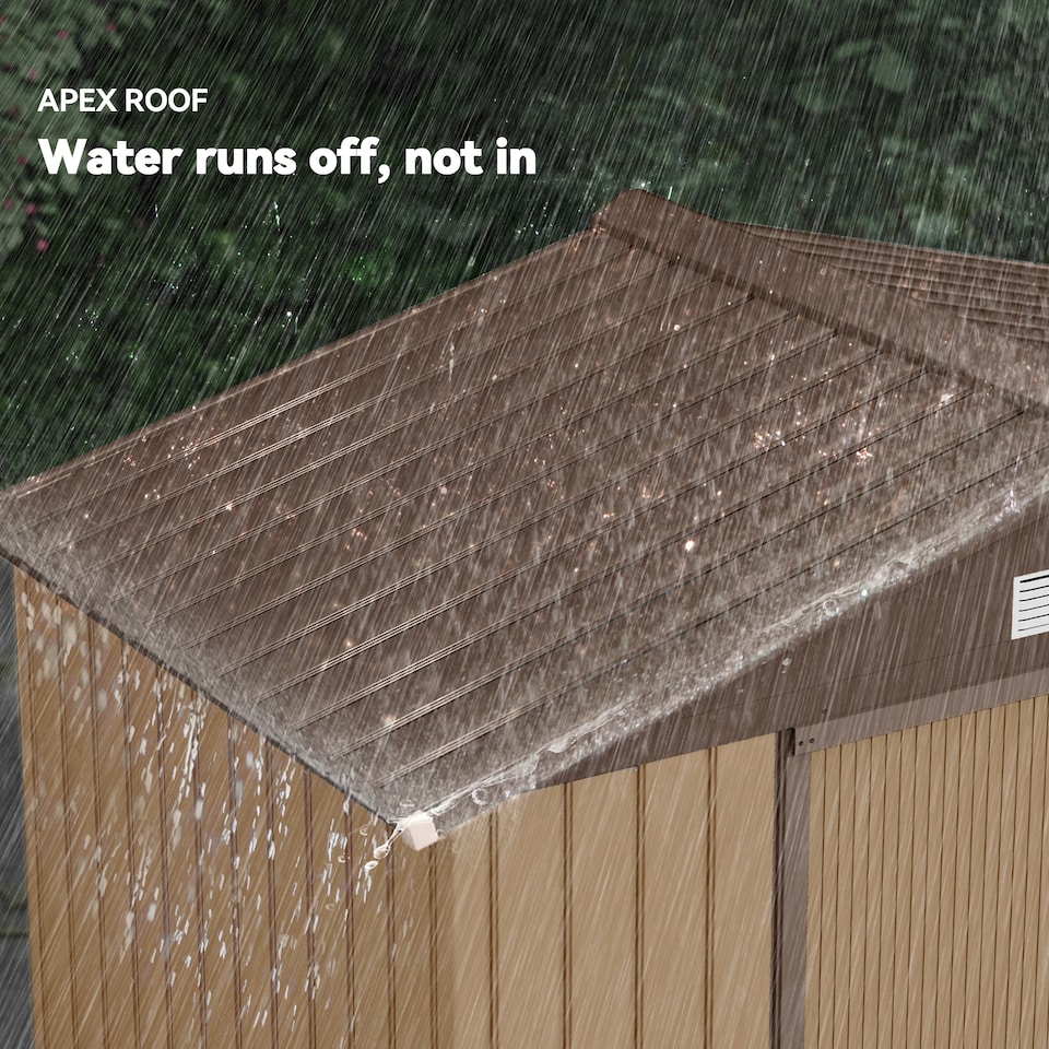 image 1 of Outsunny 7 x 4ft Metal Garden Shed, Outdoor Storage Tool House with Ventilation Slots, Foundation Kit and Lockable Double Doors, Yellow