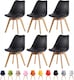 image 1 of Set of 6 Dining Chairs with Solid Wooden Legs and Seat Cushion Pads in Black - Eva by MCC