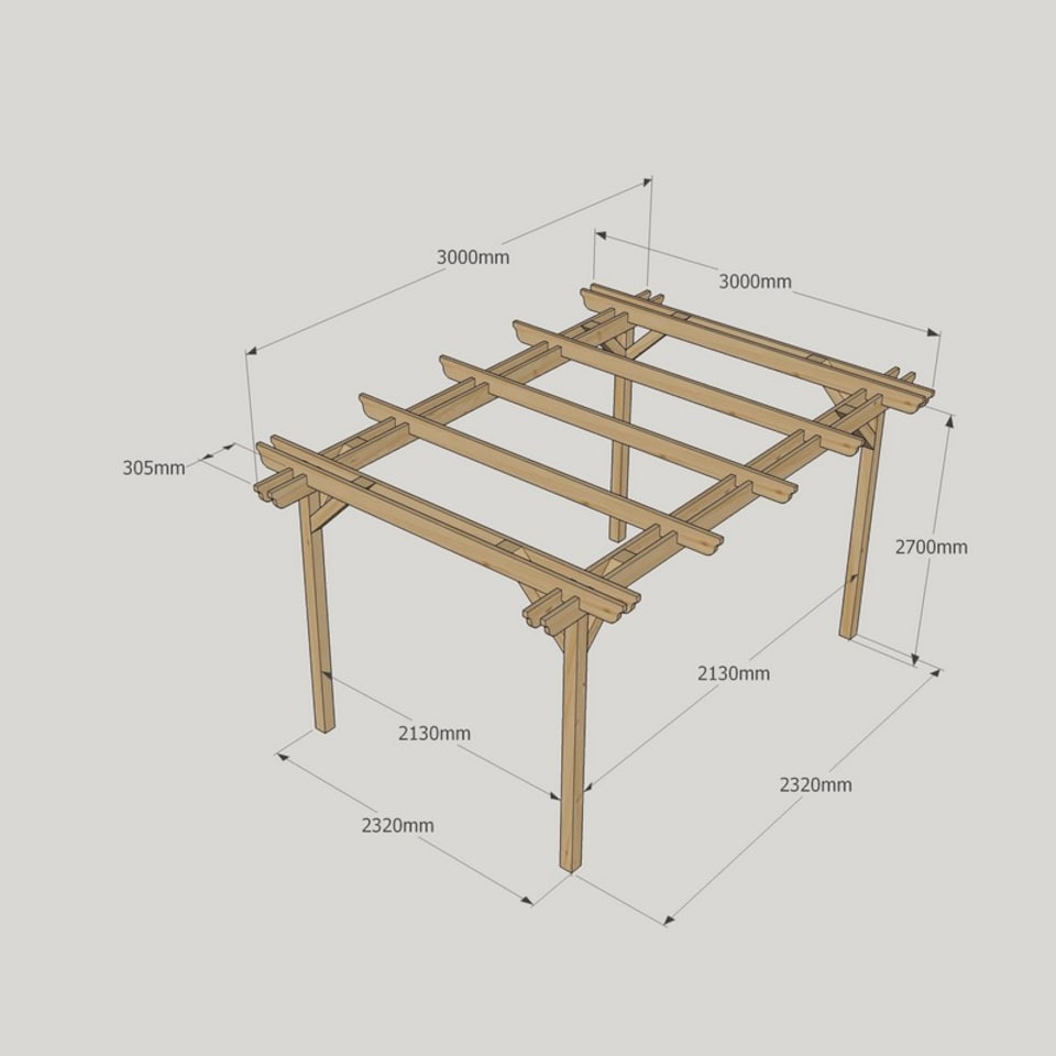 image 1 of Double Garden Pergola - Wood - L300 x W300 x H270 cm - Rustic Brown