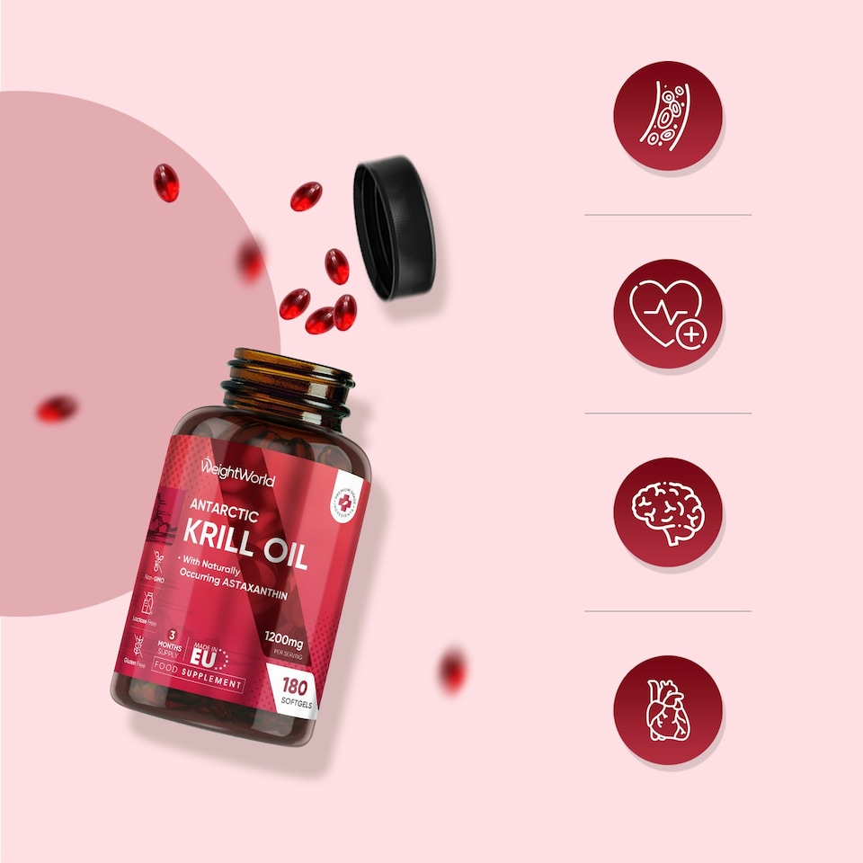 image 1 of Antarctic Krill Oil - 180 Softgels (3 Months) - EPA, DHA, Astaxanthin