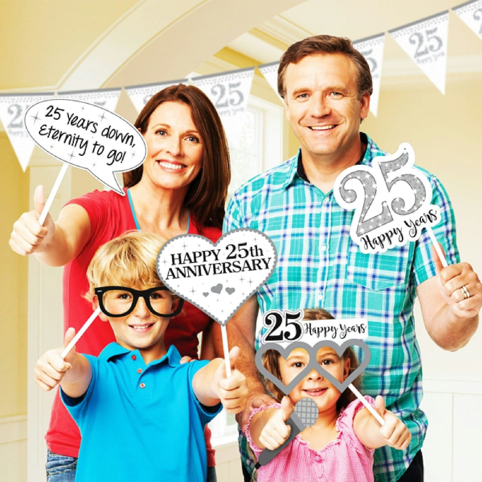 Amscan Silver Anniversary Photo Props Kit - Silver - One Size