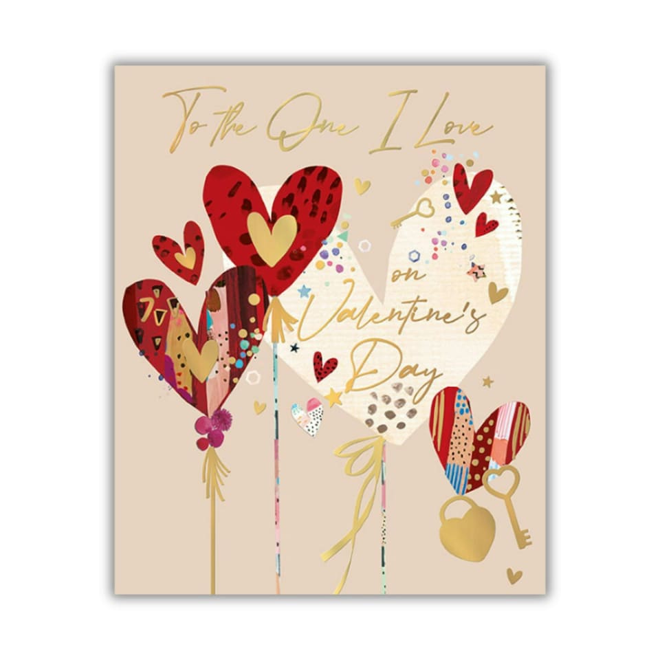 image 1 of Words 'n' Wishes Valentine Day Card to The One I Love on Valentine's Day, 23 x 19 cm, Red & Pink