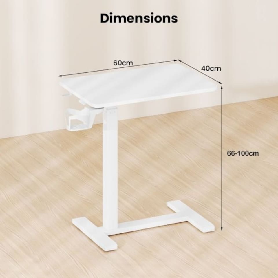 image 1 of COSTWAY Height Adjustable Computer Table with Cup Holder White White