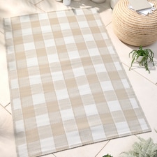 D & D Gingham Outdoor Rug Natural