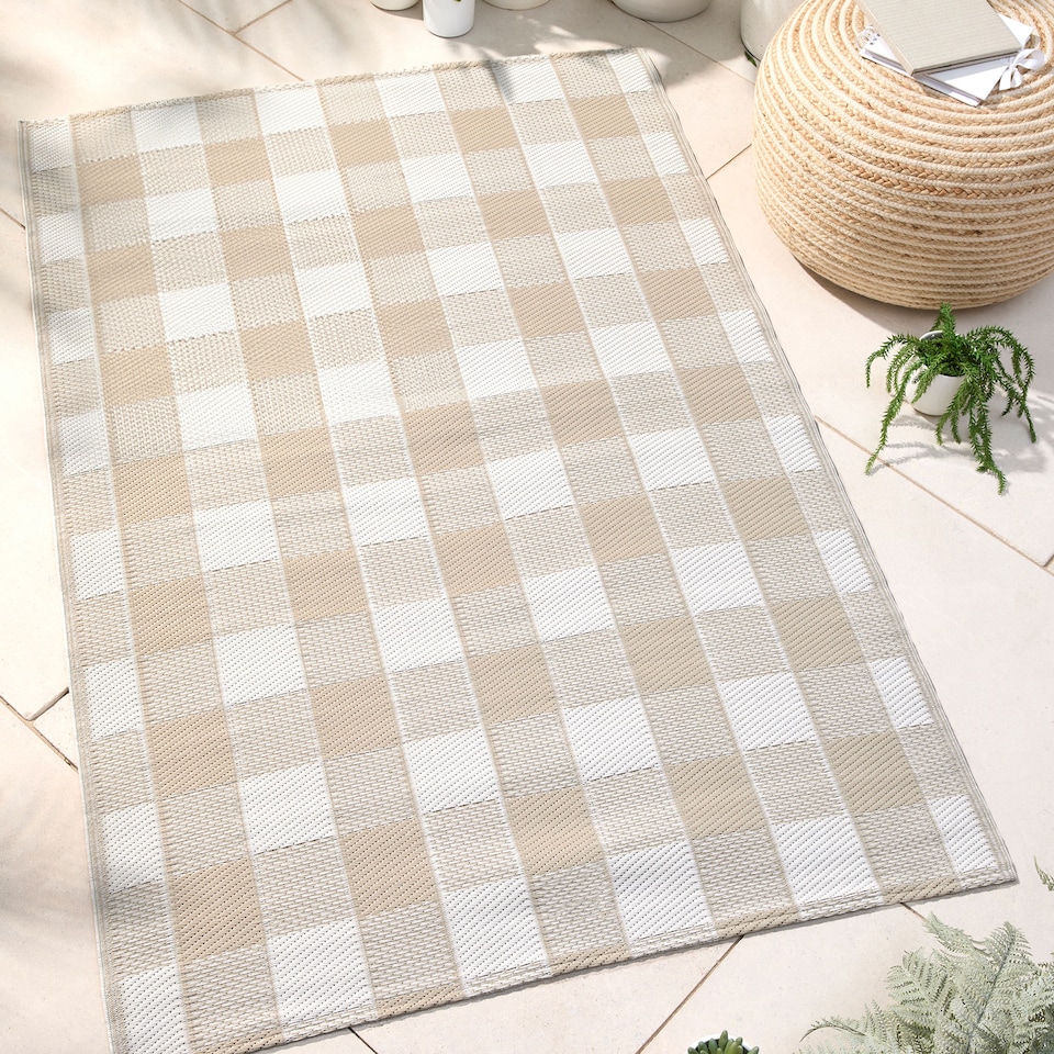 image 1 of D & D Gingham Outdoor Rug Natural