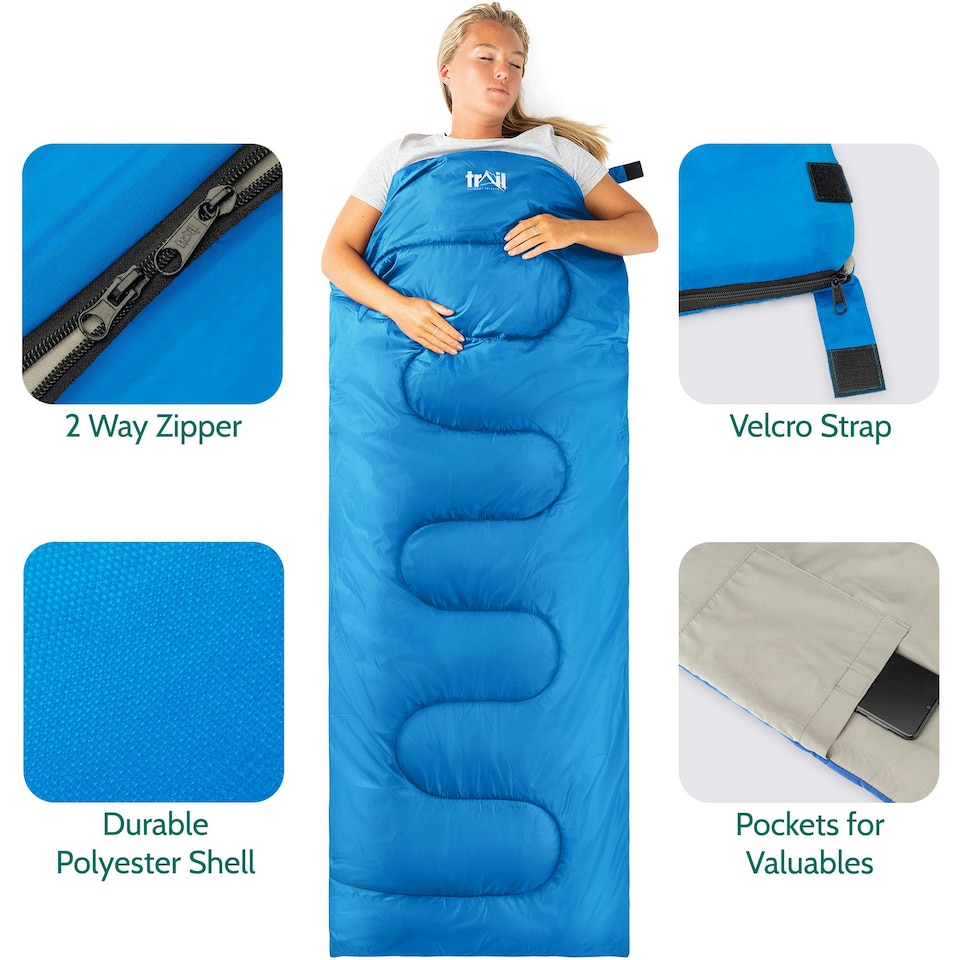 image 1 of Envelope Sleeping Bag - Blue