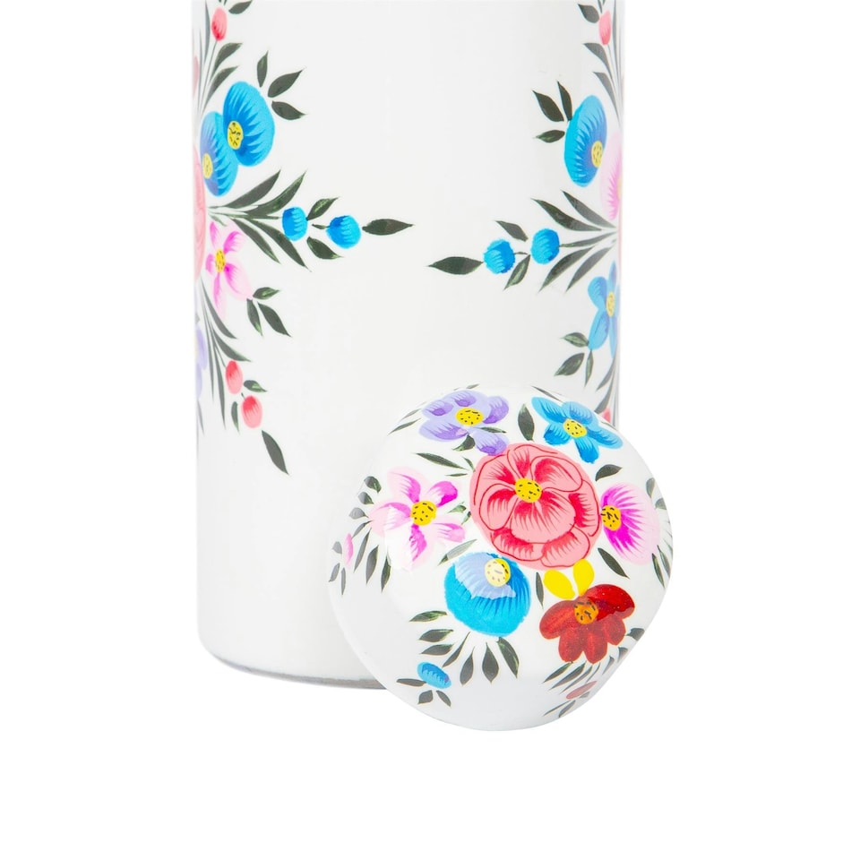 image 1 of BillyCan Hand-Painted Picnic Water Bottle - 875ml - Cotton Pansy White | One Size