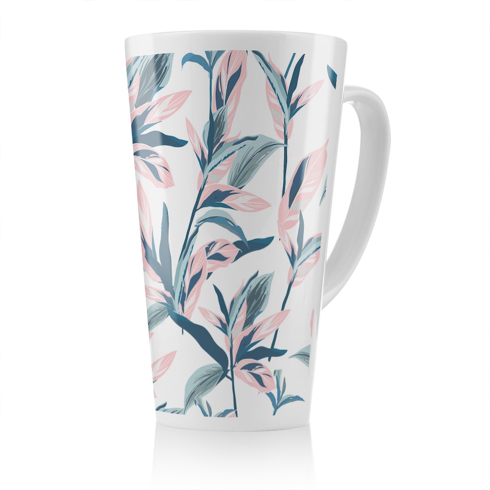 image 1 of Winter Pink & Blue Flowers Latte Mug