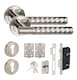 image 2 of Golden Grace 1 Set Knurled Diamond Cut T-Bar Euro Lock Door Handle Set Satin Nickel Finish with Barrell Key 70mm