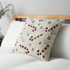 BHS Christmas Candy Cane Cushion, Cream | Red | Red | 1