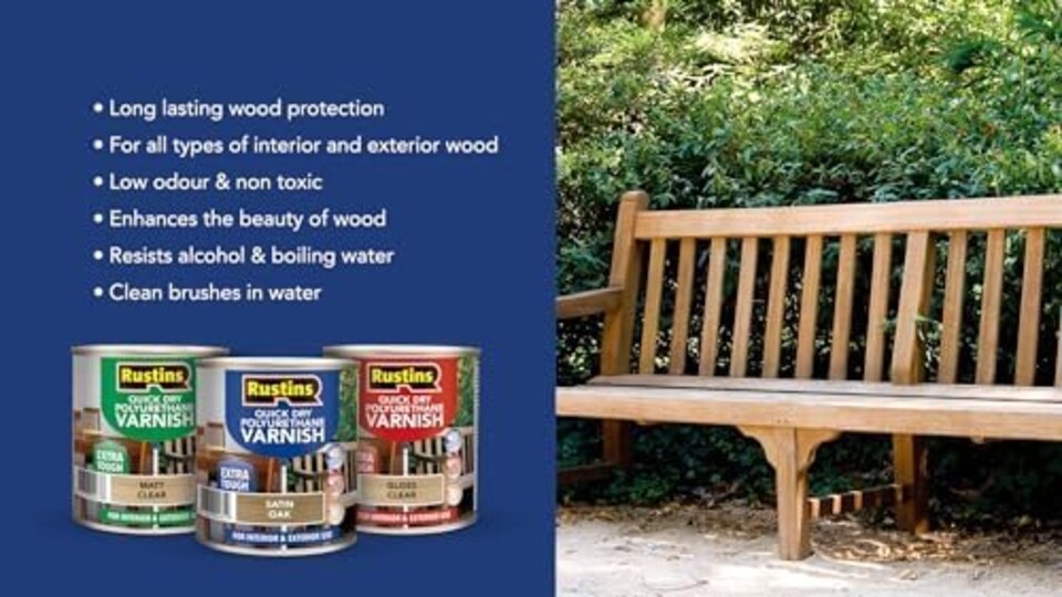 image 1 of Rustins Quick Drying Polyurethane Varnish Satin Mahogany 250ml | Clear | Mahogany | 250ml | 1