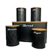image 3 of Oypla 5pc Black Bamboo Lid Kitchen Canister Storage Tin Set Bread Biscuits Tea Sugar Coffee Black