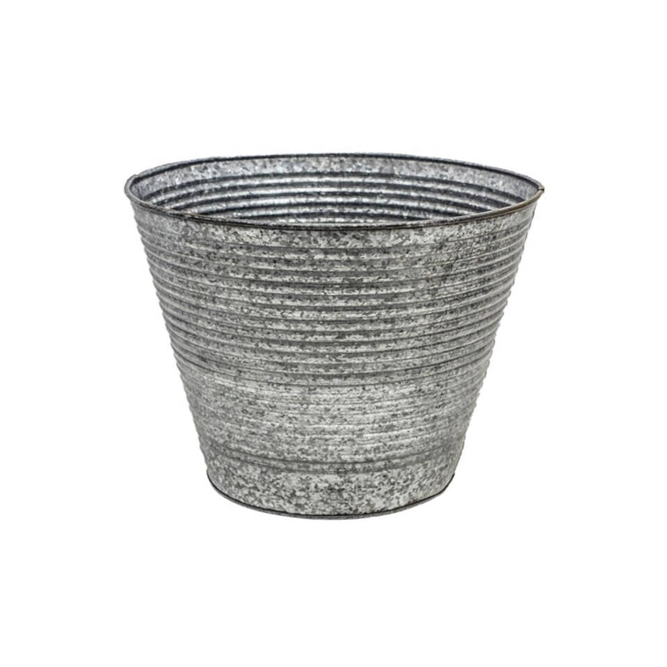 image 1 of Ribbed Planter - Iron - L37 x W37 x H34 cm - Galvanised Grey