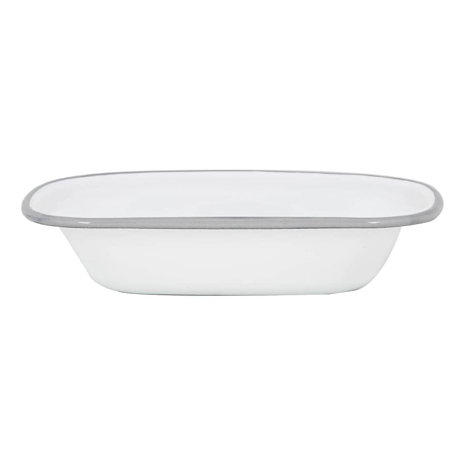 image 1 of Argon Tableware White Enamel Pie Dish - 20cm - Grey