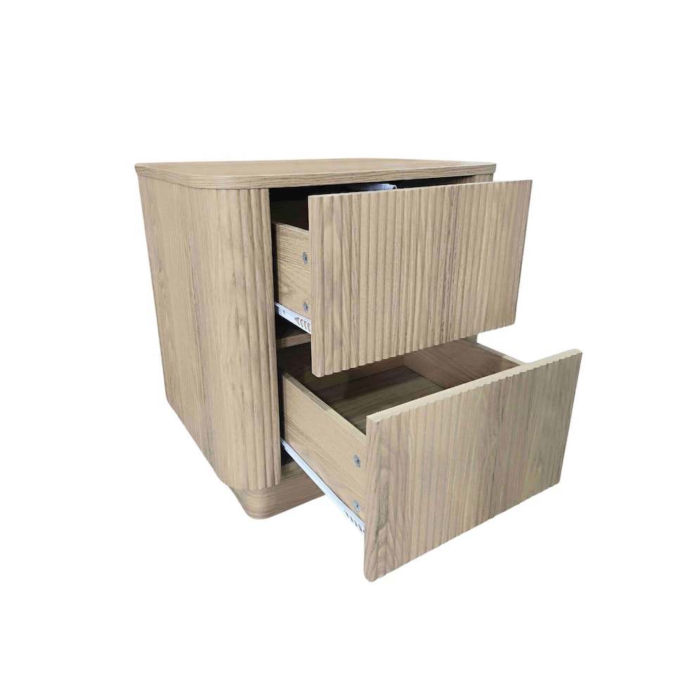 image 1 of Winthorpe Wooden 2 Drawer Bedside Cabinet Nightstand Table Oak