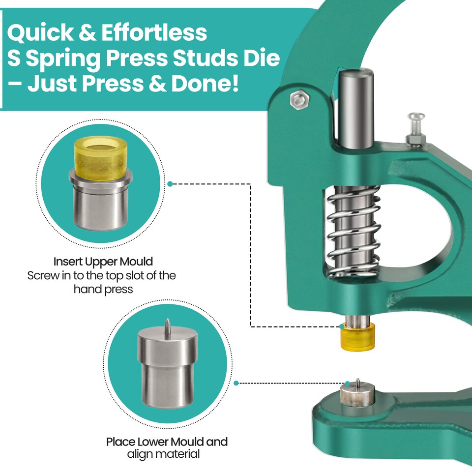 image 1 of 12mm Flat Cap S Spring Press Studs Setting Die Set Tool Kit for Jacket