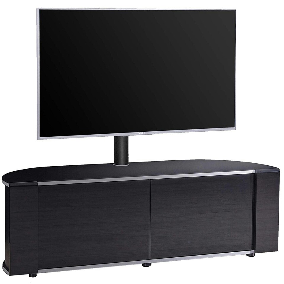image 1 of MDA Designs Sirius 1600 Cabinet with BeamThru Remote-Friendly Gloss Black with Black Trims for Flat Screen TVs up to 65" with Mounting Arm Black
