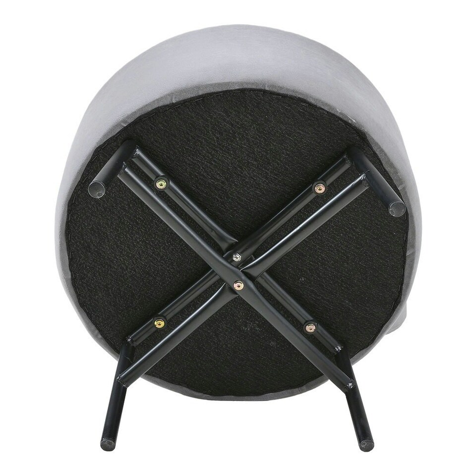 image 1 of Living and Home Contemporary Velvet Ottoman Metal Legs