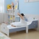 image 9 of HOMCOM Kids Star Balloon Single Bed Frame w/ Guardrails Slats Bedroom Furniture