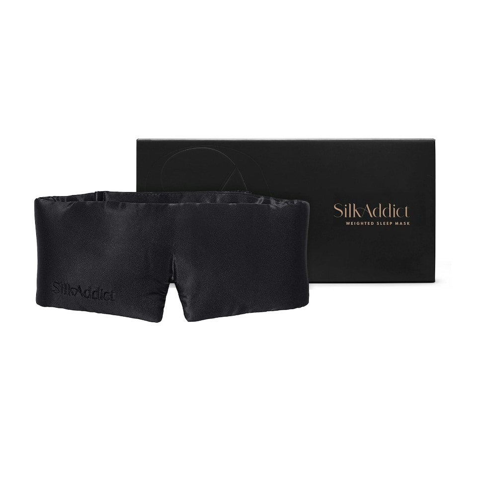 image 1 of Silk Addict 100% Mulberry Silk Weighted Sleep Mask - Black Black
