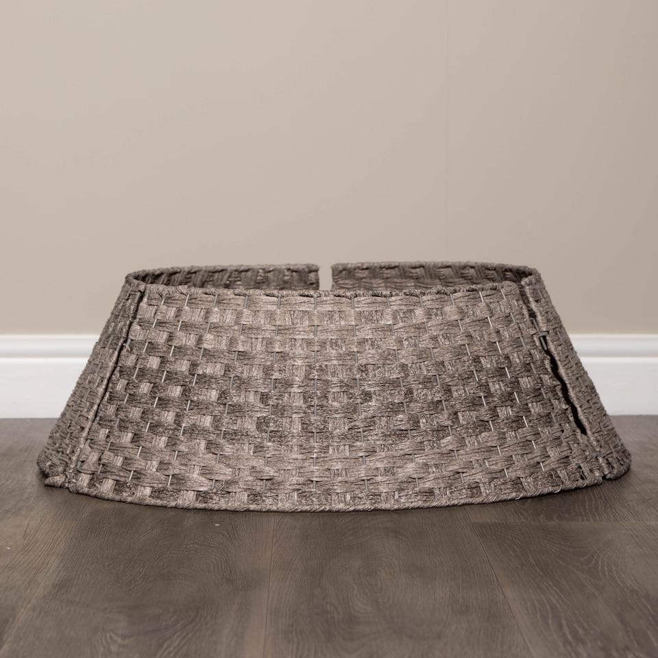 image 1 of 48/70cm Samuel Alexander Large KD Plastic Wicker Rattan Woven Christmas Tree Skirt in Grey
