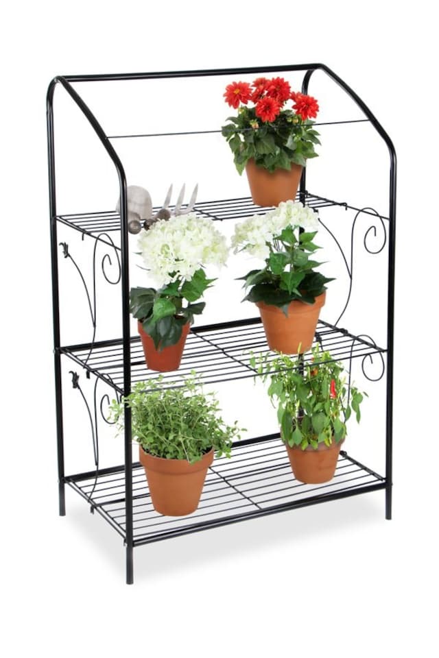 image 1 of 3-Tier Mini Greenhouse and Plant Stands with Removable Covers