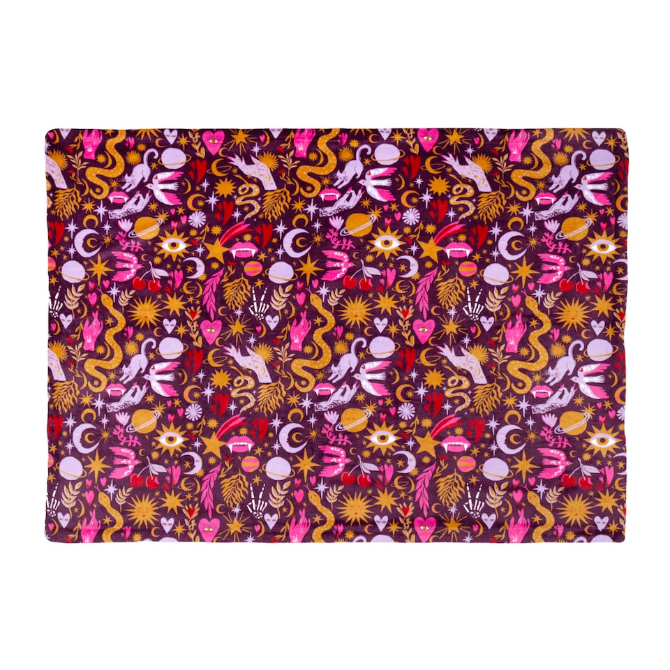 image 1 of Furn Enchanted Printed Fleece Throw | Pink | Pink | 1