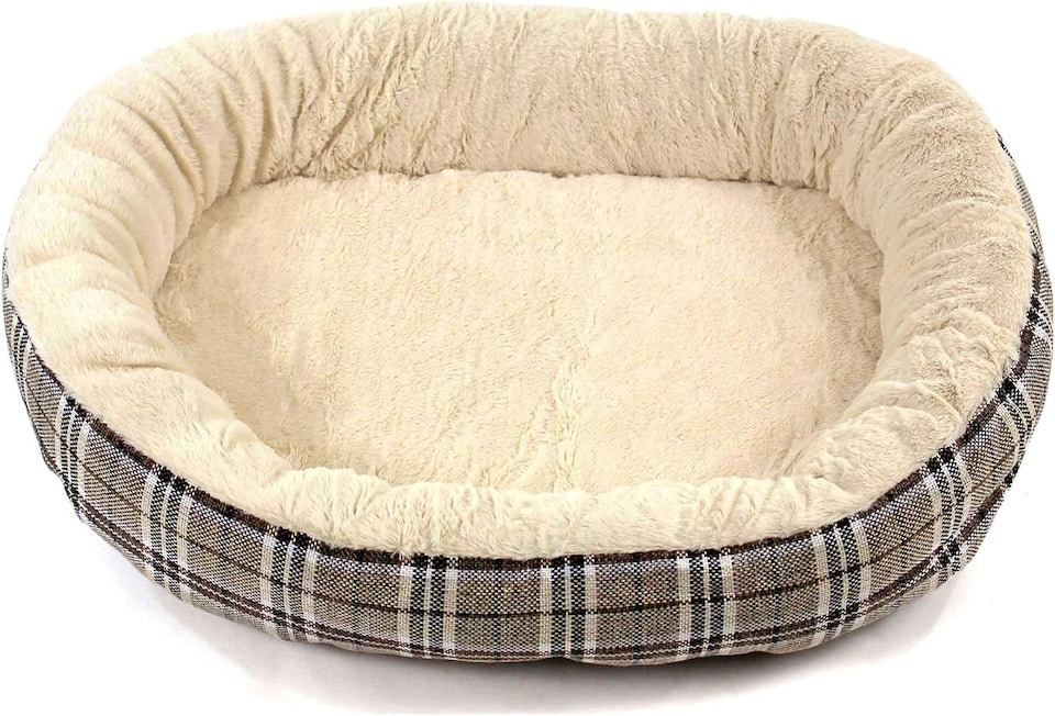 image 1 of Actiaspet Jute Orthopaedic Soft Dog Bed - 40mm Massage Foam Cushion with Fleece Lining & Non Slip Base (Checkered Grey, Small)