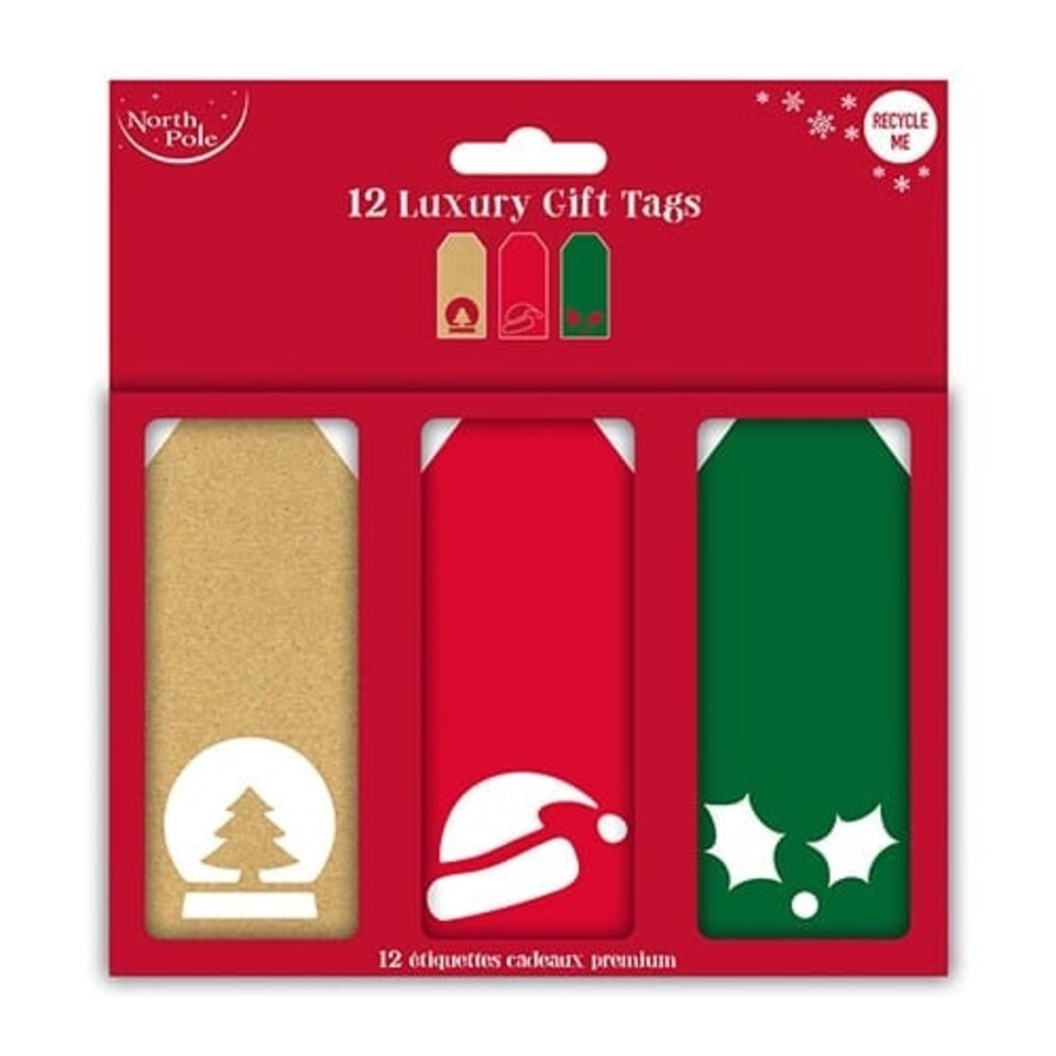 Luxury Traditional Die-cut Christmas Gift Tags - Pack of 12