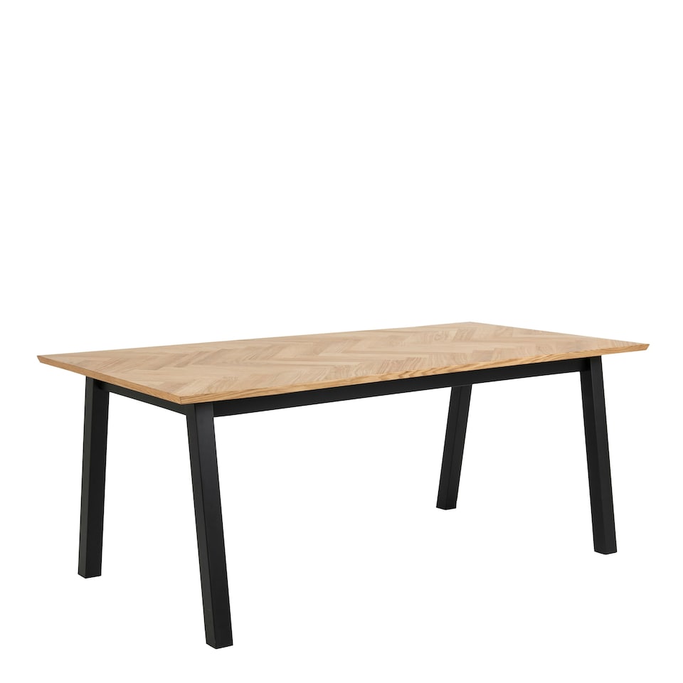 image 1 of Brighton Dining Table in Oak with Herringbone Effect 180x95cm
